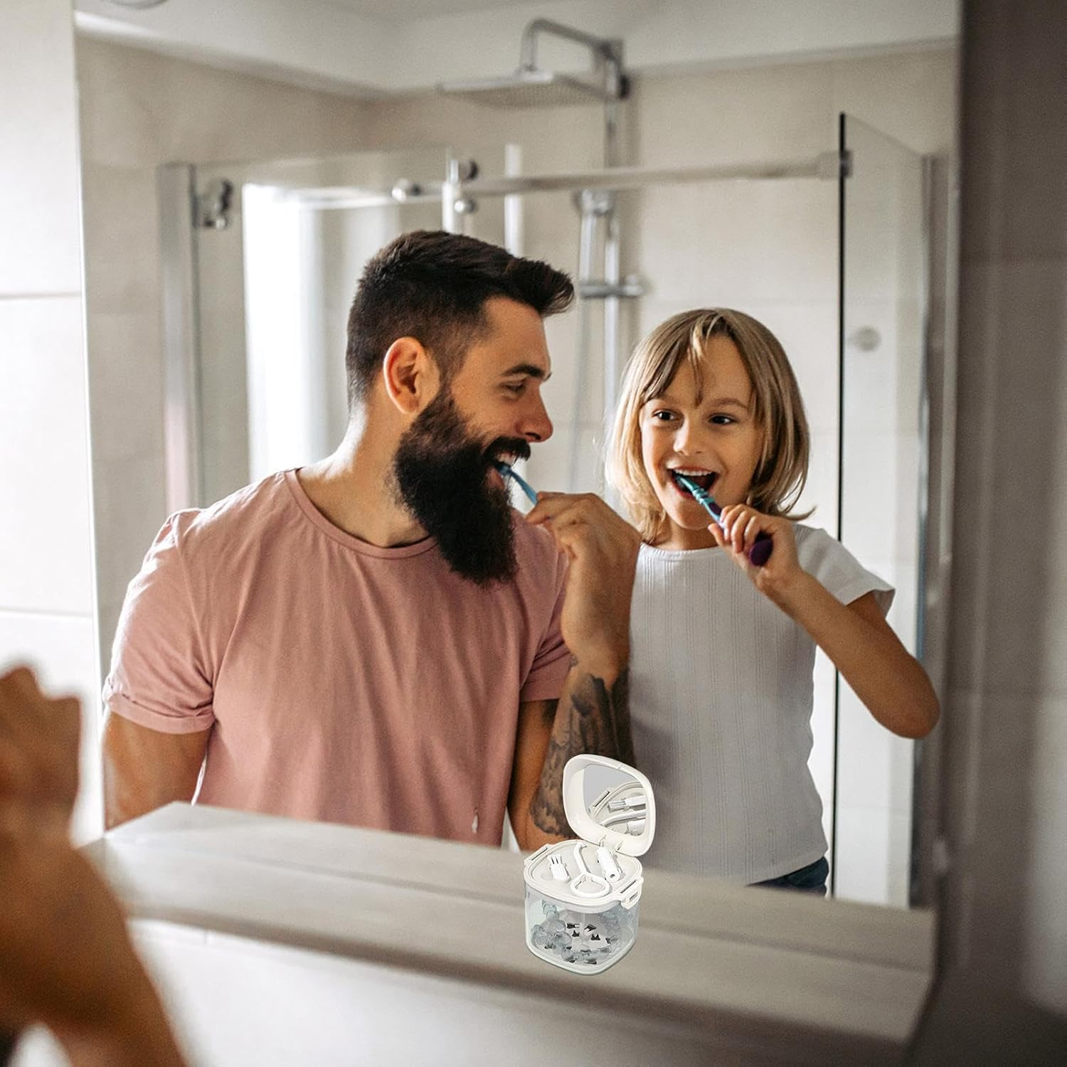 Retainer Case - Hierarchical Hollow Out Teeth Aligner Case with Brush,Food-Grade Orthodontic Box, Clear Denture Case for Carrying & Protecting Braces, Household, Travel Buniq image number 6