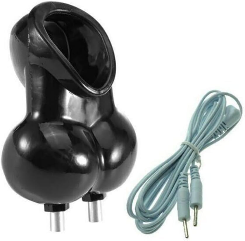 Electric Shock Chastity Cage Ring Scrotum Sleeve Ball Stretcher Ring Cage for Men Adult Sex Toys (Black) image number 6