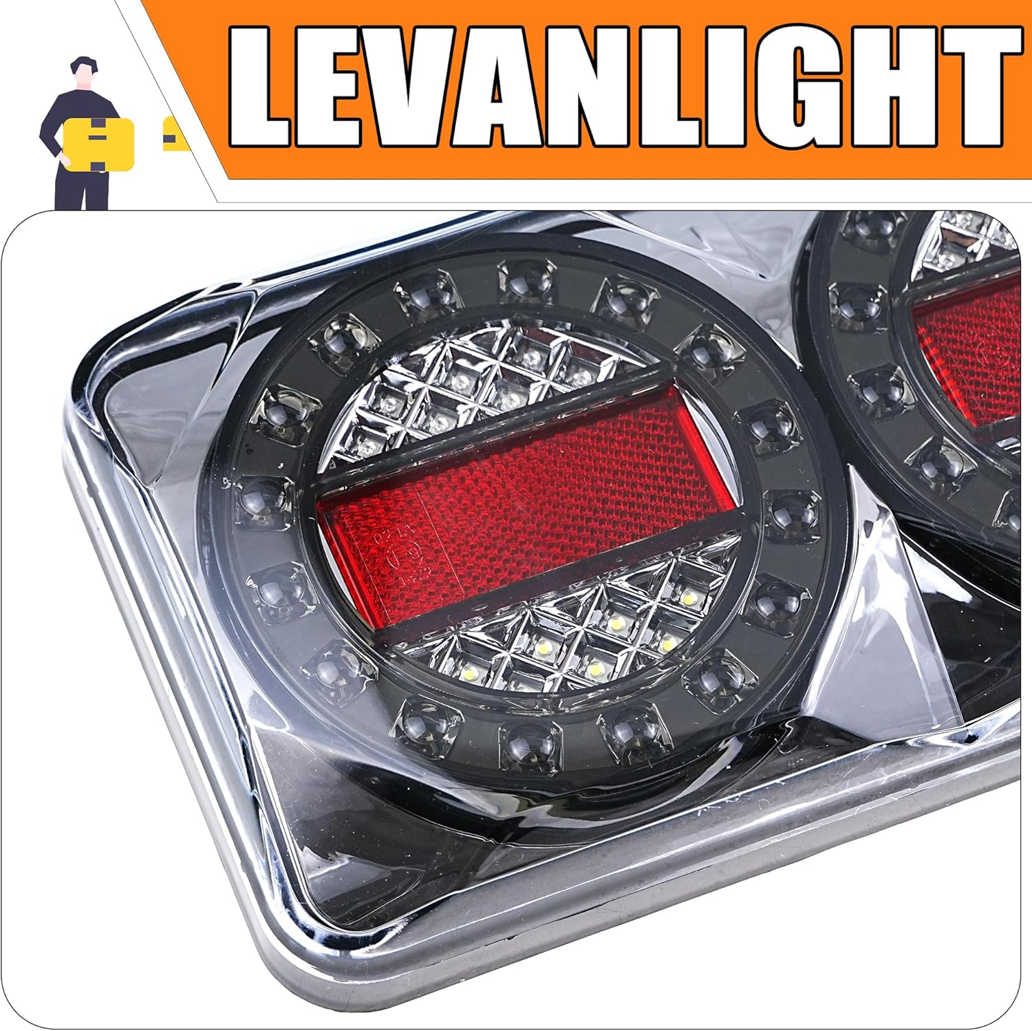 LEVANLIGHT 2Pcs 90 LED Trailer Lights 3 in 1 Turn Signal,Running Light,Brake& Reverse Lights | IP68 Waterproof Taillights for Trucks,Trailers,Rvs,Campers,Utvs,Ute,Vans | 12V Heavy Duty LED Light Kit image number 4