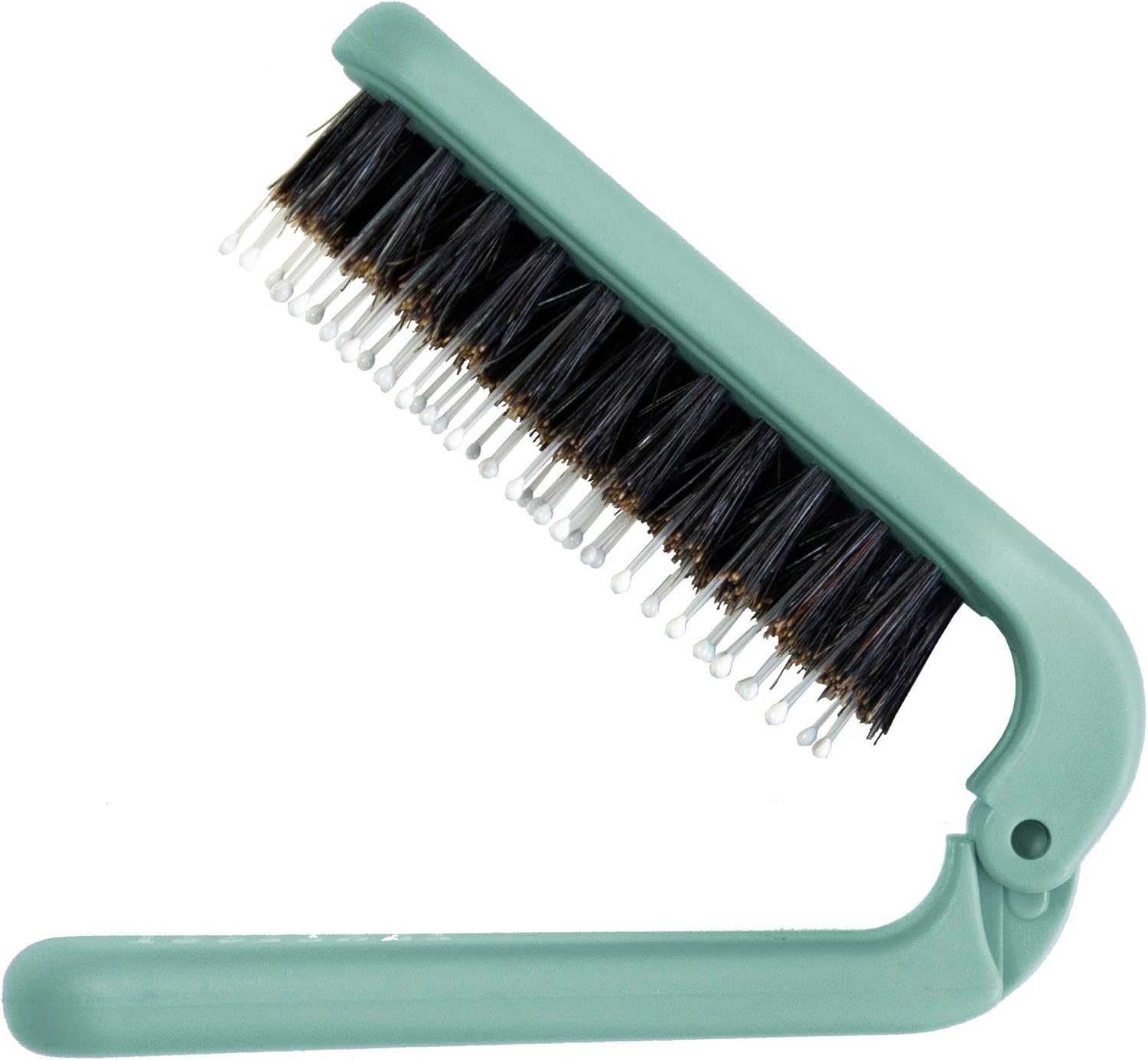 Uffy Minipop Travel Hair Brush &ndash; Mini Folding Boar Bristles for Women, Men & Kids | Kid-Friendly Portable Purse Brush for Wet & Dry Hair, Curly or Straight | Pocket-Size Detangler &ndash; Baby Blue