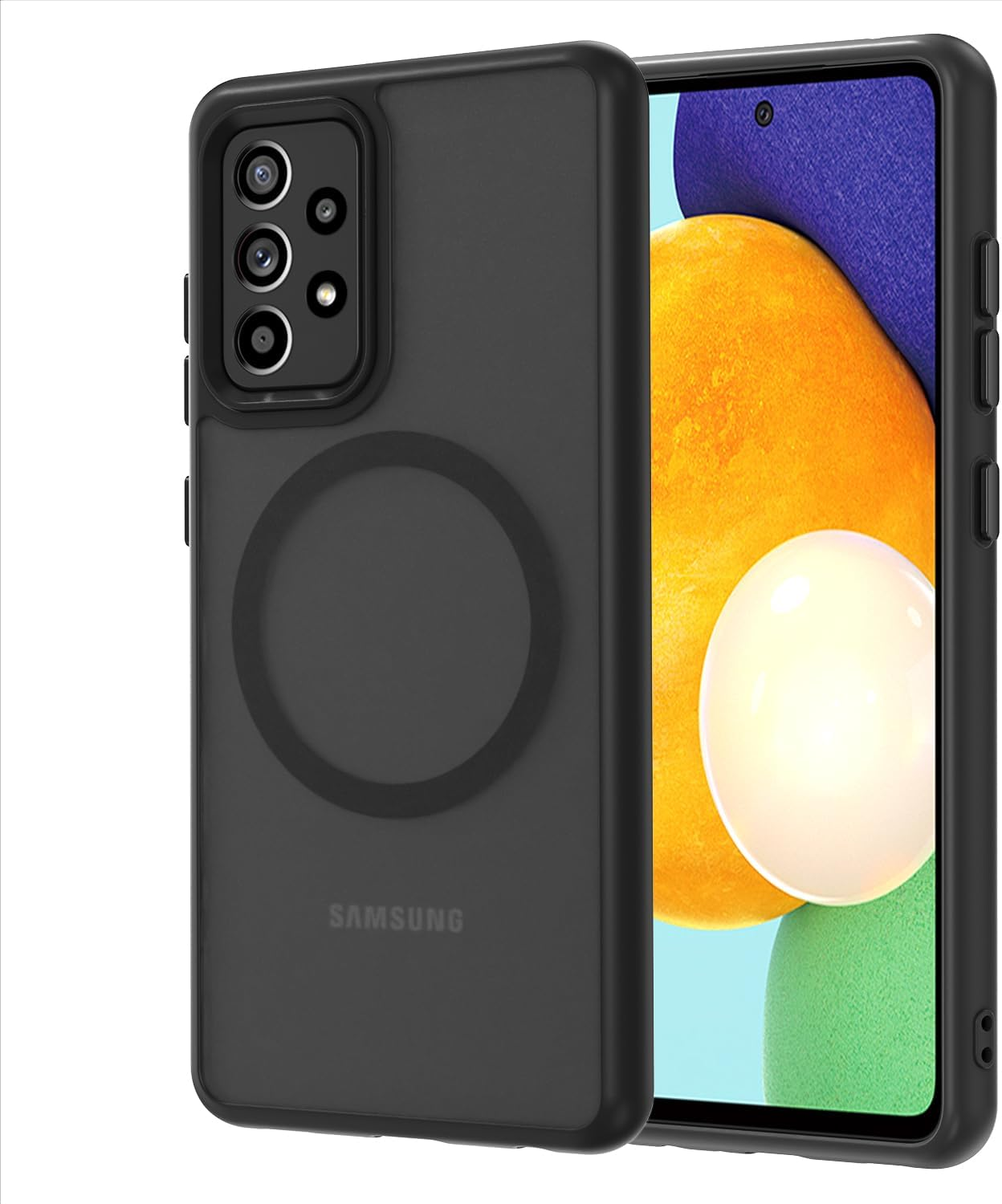 AOMYKE Magnetic Case for Samsung Galaxy A52 / A52S 5G Mobile Phone Case for Samsung Galaxy A52 / A52S 5G Compatible with Magsafe Translucent Matte Anti-Fingerprint PC Back + TPU Bumper - Black image number 4