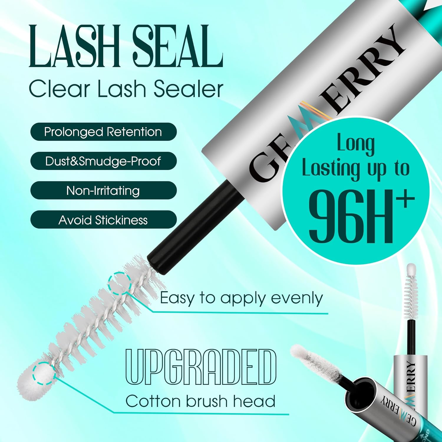 GEMERRY Lash Bond and Seal Waterproof 12ML Falscara Bond and Seal Eyelash Glue 72-96 Hours+Lash Clusters Glue Lash Glue for DIY Lash Extensions at Home Black Bond Clear Seal image number 3