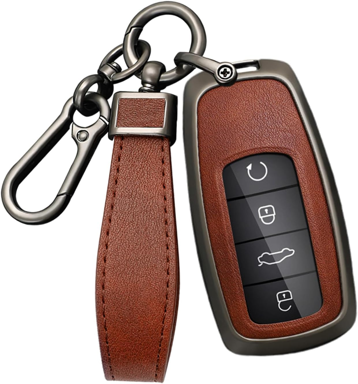 Alloy Car Key Fob Cover Fit for Chery Tiggo 8 Pro plus New 5 plus 7 Pro Tiggo 7 Pro Max Omoda 5 C5 Key Holder Smart Leather Key Case Shell Bag Keyring Keychain Auto Styling Accessories