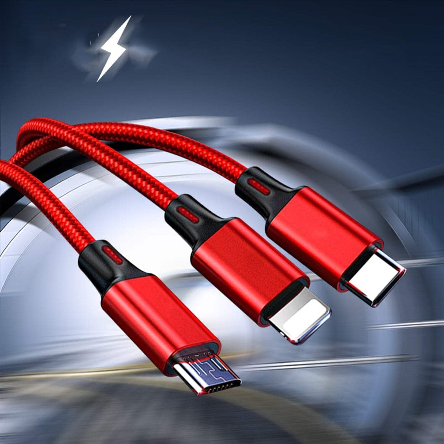 Salesbay Multi Charger 1.2M Cable 3In1 Fast Charging USB Universal Type-C Micro image number 3