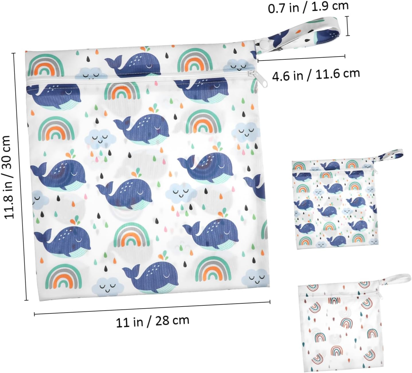 Hohopeti 2Pcs Portable Wet Bag Cartoon Patterns Diaper Caddy Bag for Organiser Travel Napkin Zipper Closure