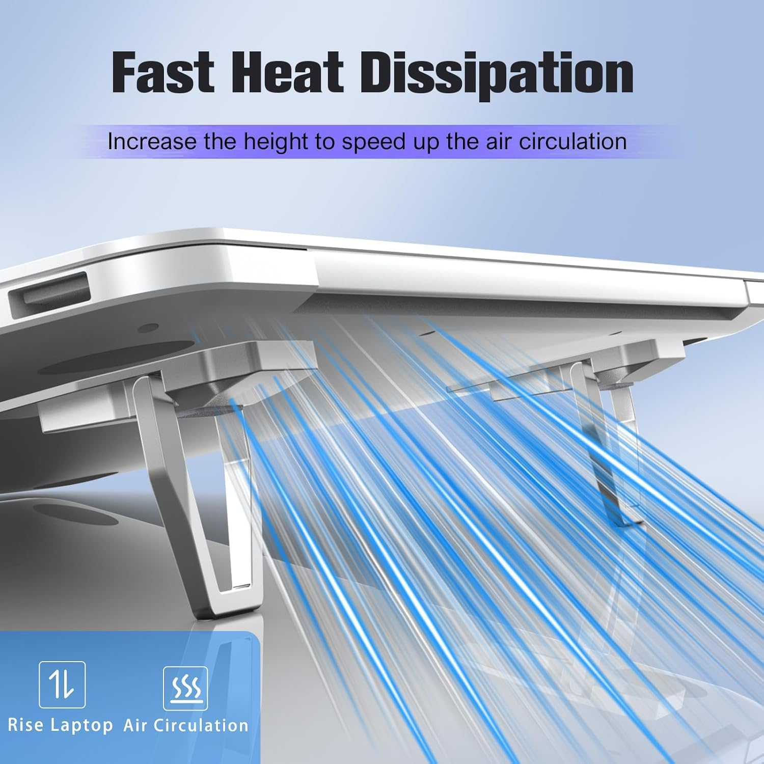 Zinc Alloy Computer Keyboard Stand for Desk, Foldable Keyboard Riser with 2 Angle Adjustable, Self-Adhesive Invisible Laptop Stand for Desk, Mini Portable Keyboard Lift (Silver, One Size) image number 1