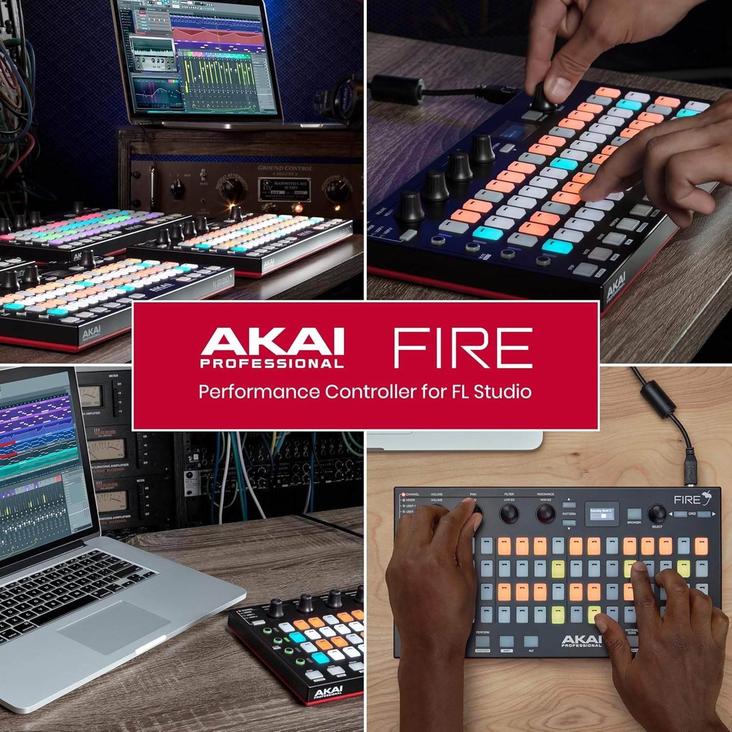 AKAI Professional Fire (Controller Only) &ndash; USB MIDI Controller for FL Studio with 64 Pad RGB Clip, Drum Pad Matrix image number 1