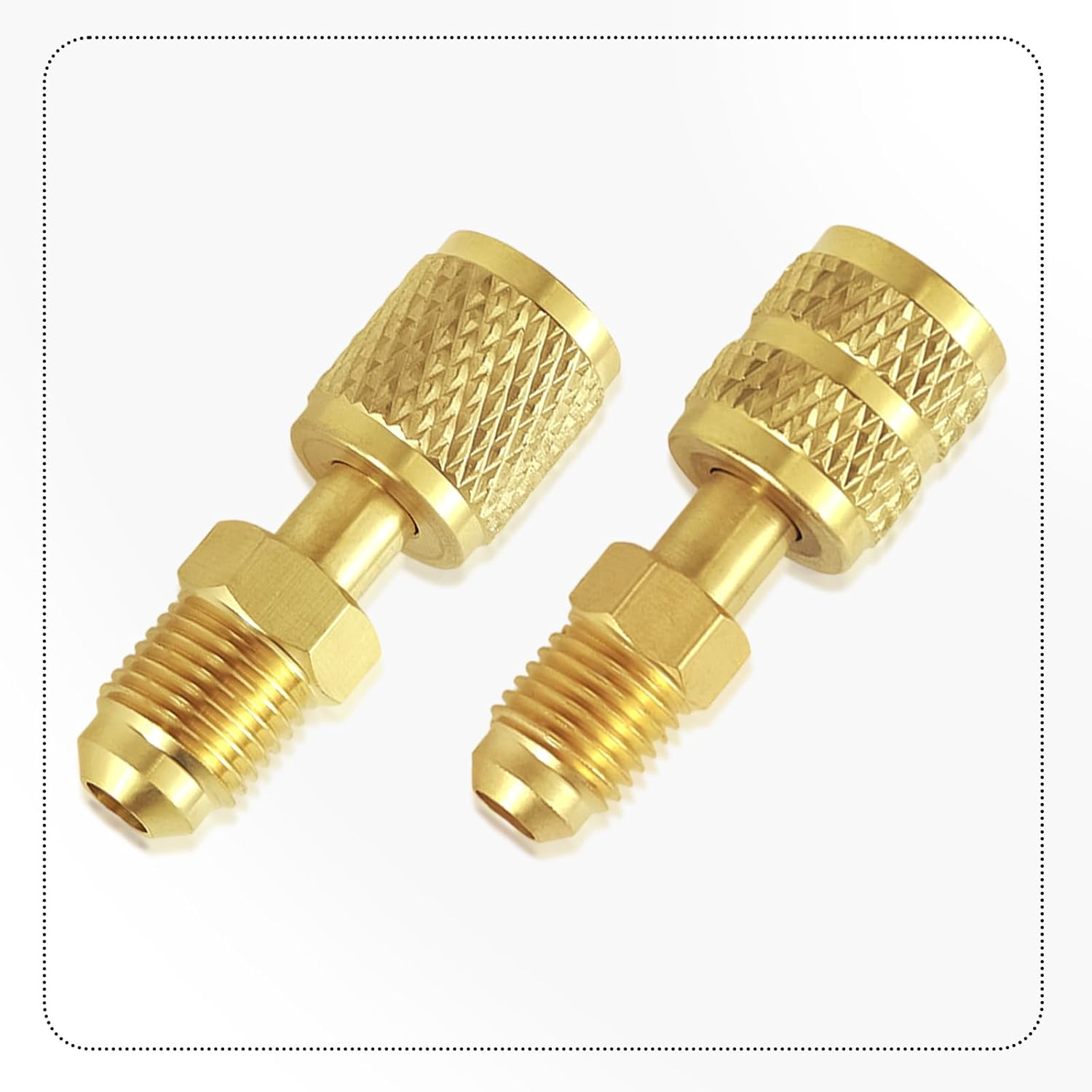 2 Pcs R32 & R454B Refrigerant Brass Adapter, 1/4" Internal Thread to 1/4" External Thread Quick Connect Fittings for Mini Split Systems AC Vacuum Pump & Gauge Hose Connector image number 3