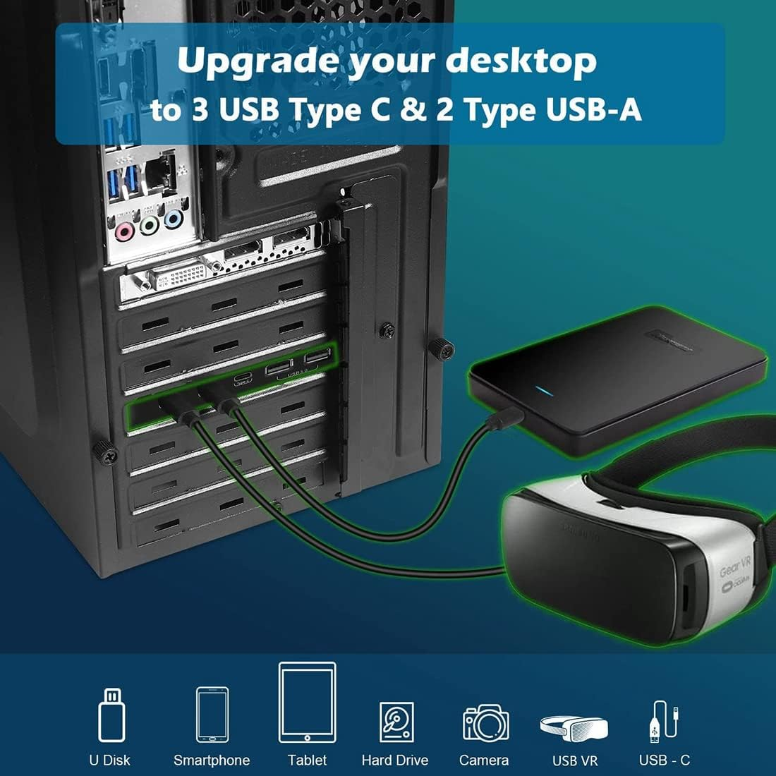 Aribrnten Pcie Expansion Card to 5 Port (3X USB C,2X USB 3.0-A) PCI Express Expansion Card for /8/7 and OS 10.8.2