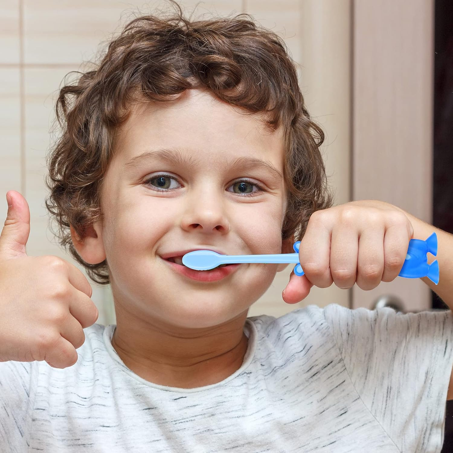 Gerrii 400 Pcs Kids Toothbrush Bulk Soft Lovely Little Kangaroo Toothbrush for Kid with Covers Suction Cup Individually Wrapped Cute Toothbrushes for Children Toddler Home School Camp Daycare Travel image number 6