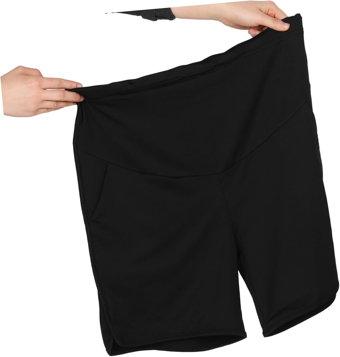 FOMIYES Lightweight Breathable Maternity Shorts over Belly Elastic Pregnancy Bottoms for Women Spring Summer and Active Wear Black image number 1