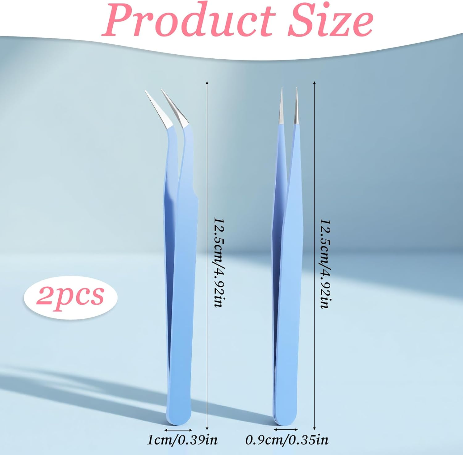 2 Pcs Sticker Tweezers, Craft Tweezers Scrapbooking Tools Precision Tweezer Blue Cute Crafting Tweezer for Stickers Lashes Electronics Scrapbooking (Blue) image number 5