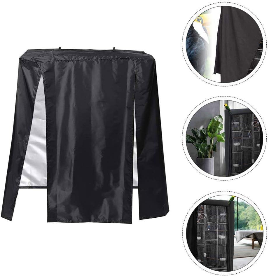 VORCOOL Large Bird Cage Cover Good Night Parakeet Cage Cover Washable Parrot Cage Sign Parrot Cage Skirt for Outdoor Dust Sun Protection Cover (Black) image number 3