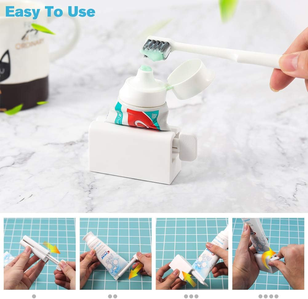 BEZOX Set of 2 Minimalist Toothpaste Tube Roller Squeezers, ABS Plastic, Eco-Friendly Manual Toothpaste Squeeze Dispenser - White image number 5