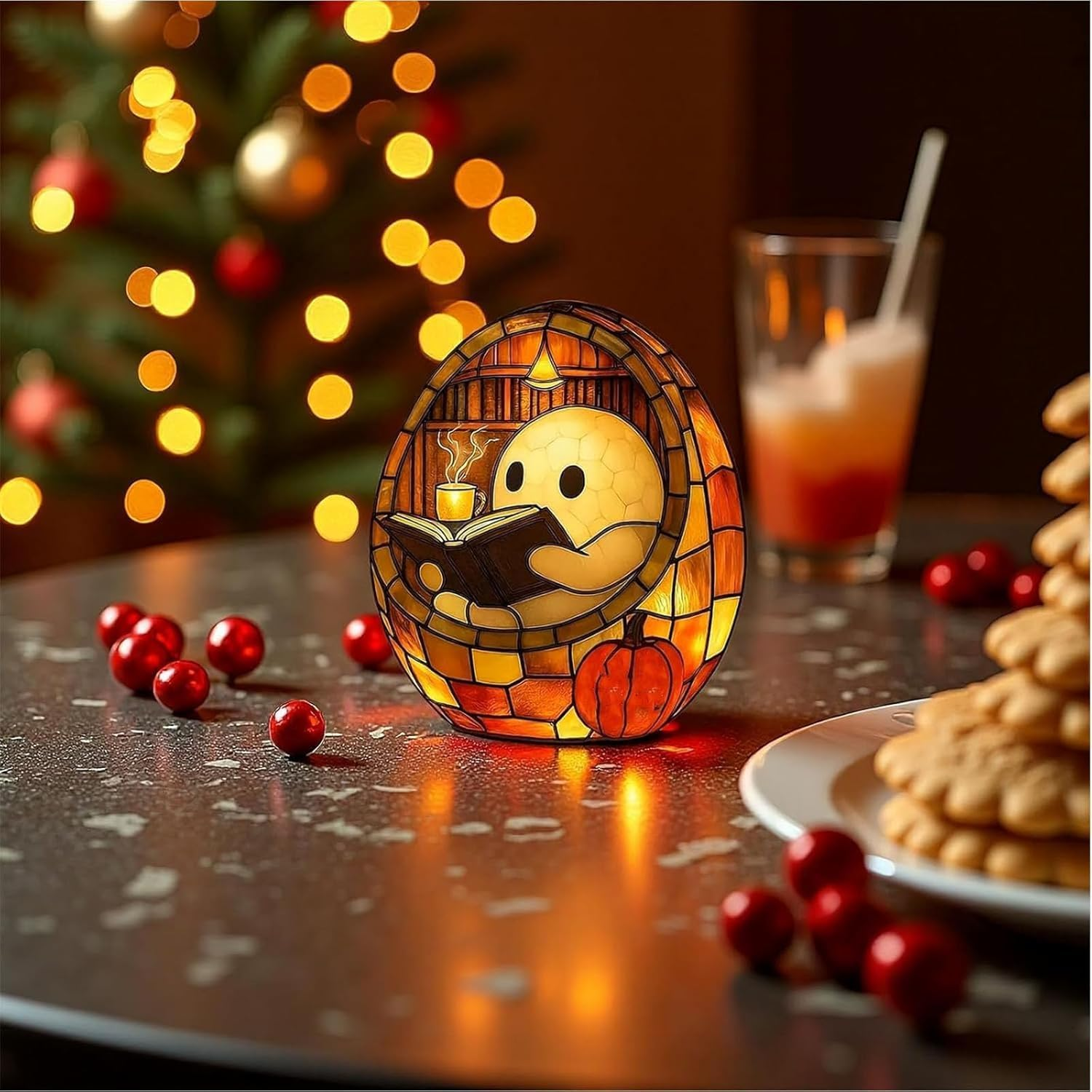 Ghost Reading Book Lamp, Adorable Ghost Reading Night Light, Cute LED Lights, Halloween Nightlights & Mantel Table Decor for Book Lover Readers Kids Adults Study Room