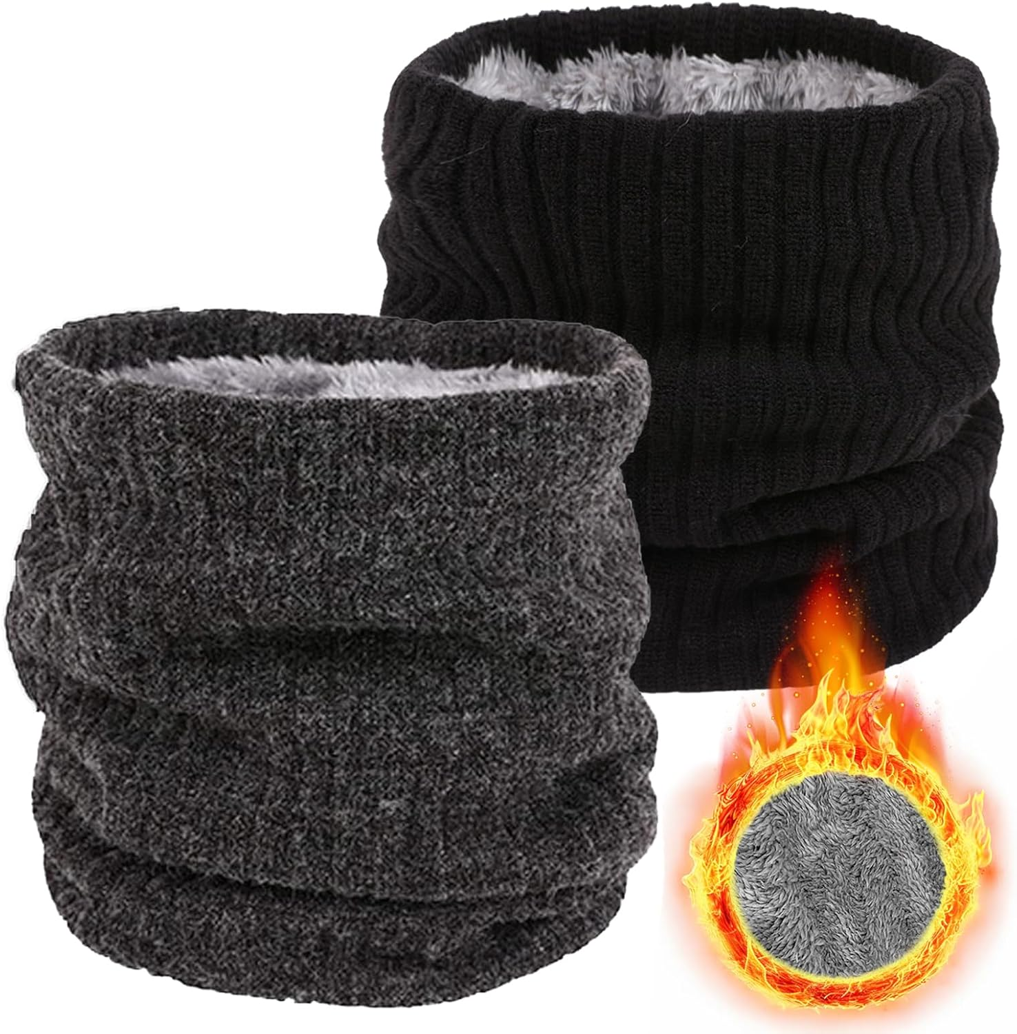 Lifwimner Winter Fleece Neck Warmer Mens Ski Mask Face Warmer Neck Gaiter Neck Scarf Women Thick Windproof 2 Pack