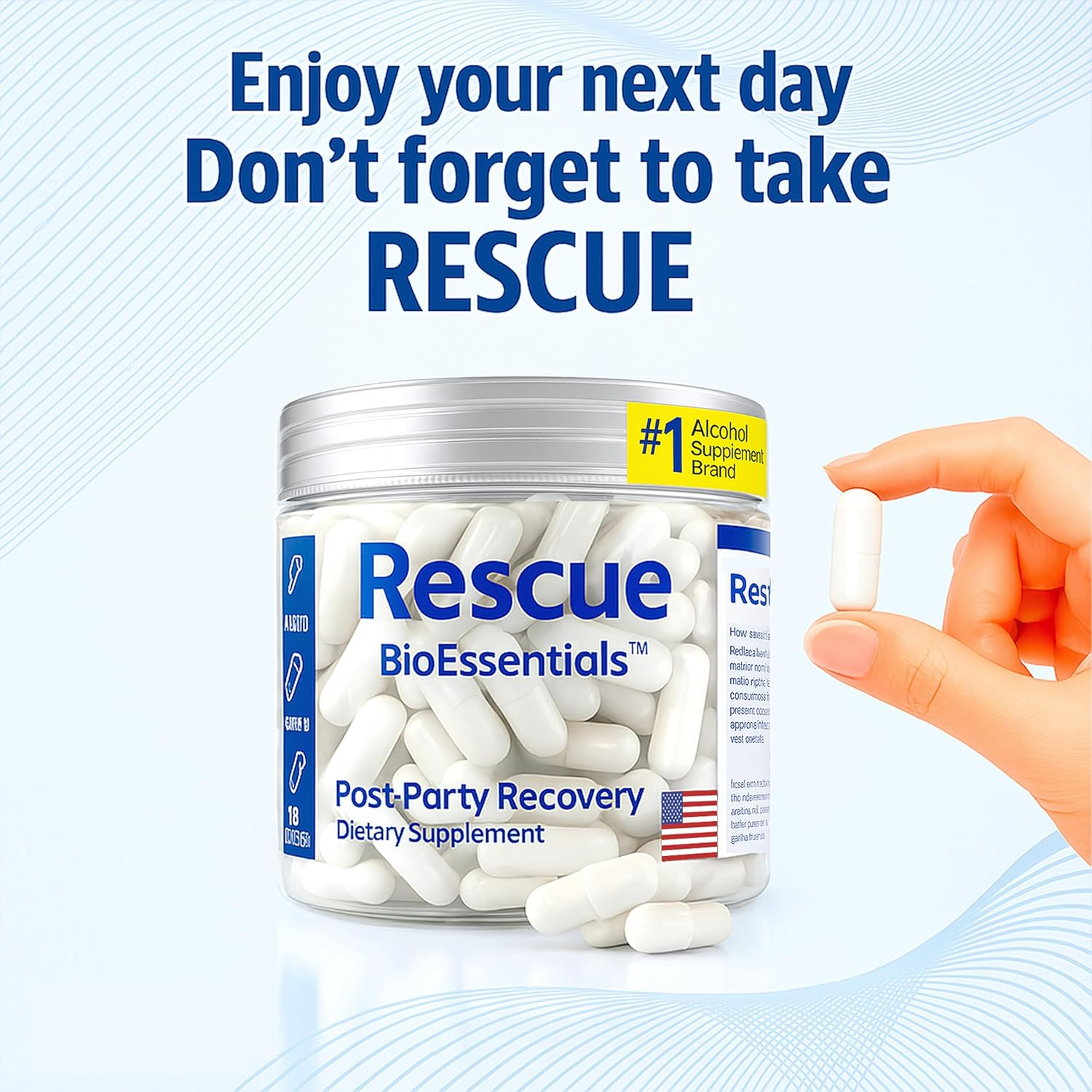 RESCUE&reg; &ndash; Advanced Liver & Daily Recovery Support &ndash; DHM, Milk Thistle & L-Cysteine Formula &ndash; Vegan Capsules for Energy, Metabolism &ndash; Wake up Refreshed after Social Events