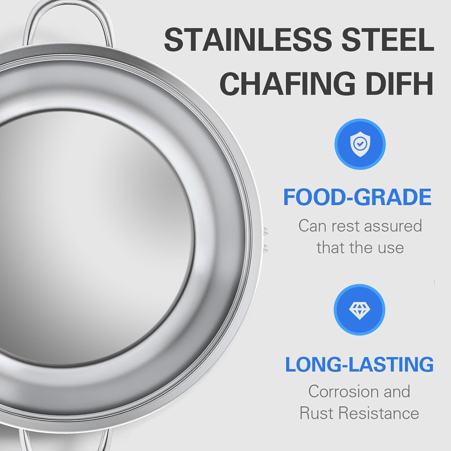 5.5QT Chafing Dishes for Buffet 2 Pack, round Stainless Steel Chafer for Catering, Upgraded Chafers and Buffet Warmer Sets with Food & Water Pan, Gold Frame, Fuel Holder for Any Events image number 2