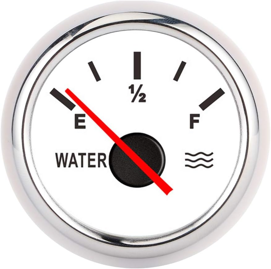 TOPINCN 2In High Accuracy Water Level Gauge for Marine Boat Truck RV, Stainless Steel Black Dial Silver Frame Gauge for Water Tank Level Indicator (White Dial Silver Cover) image number 6