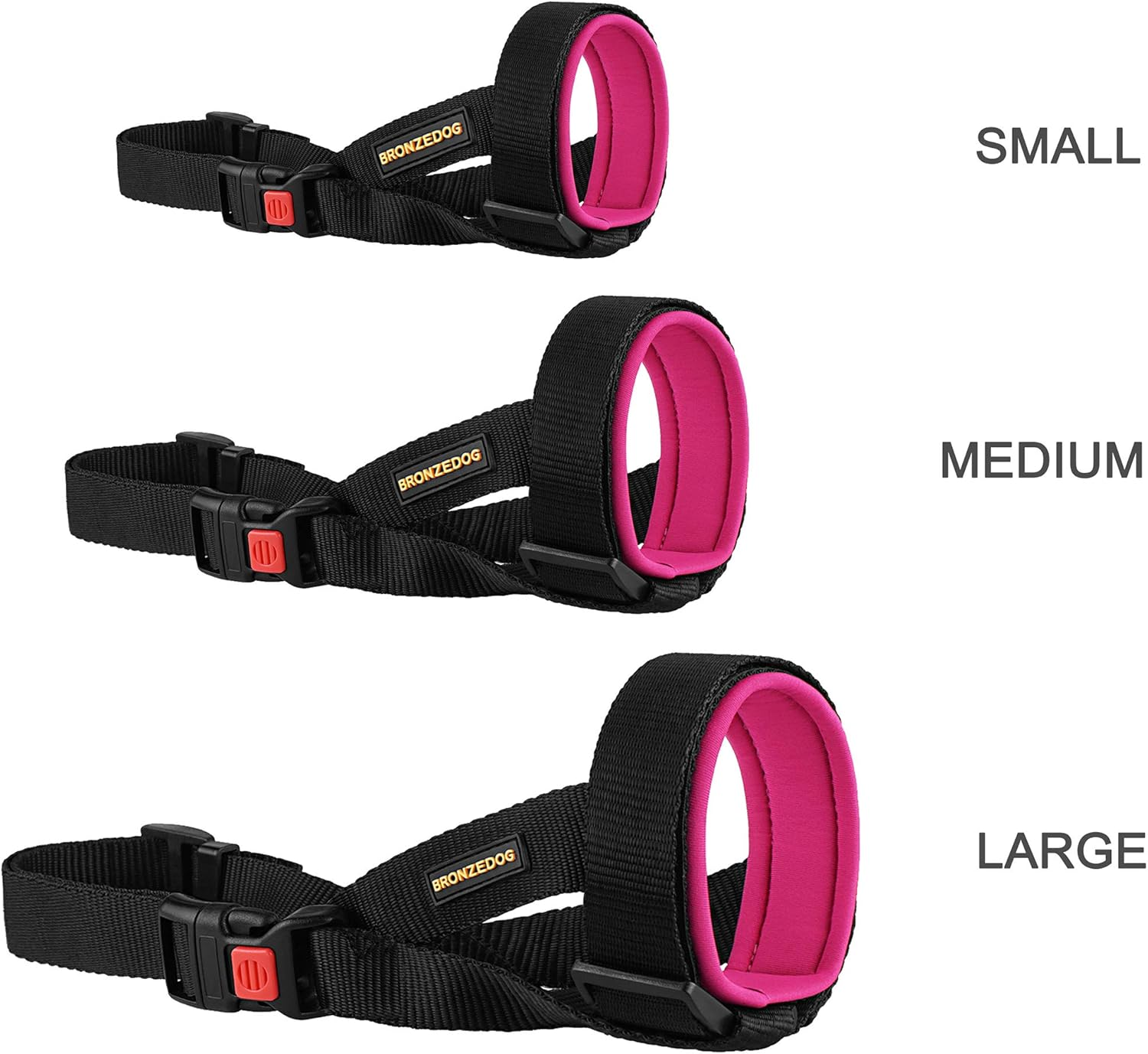 BRONZEDOG Soft Padded Dog Muzzle Adjustable Neoprene Comfort Bitting Chewing Pet Muzzles for Small Medium Large Dogs Puppy (S, Snout Strap 6"-9", Pink) image number 1