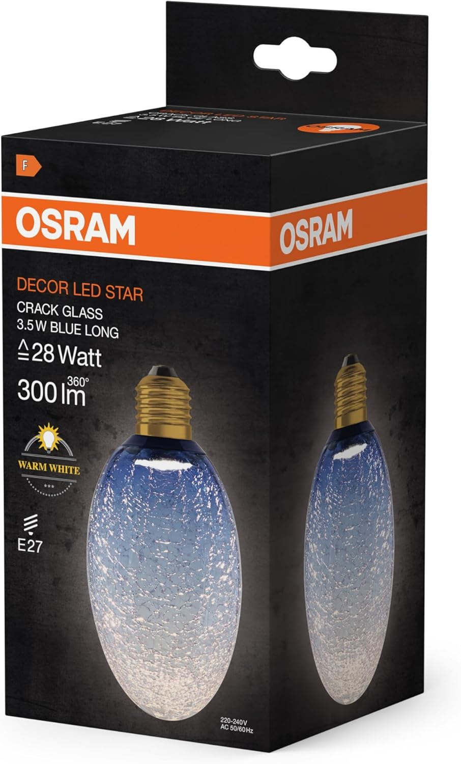 OSRAM Decorative LED Lamp in Cracked Glass in Cracked Glass, Long Blue image number 2