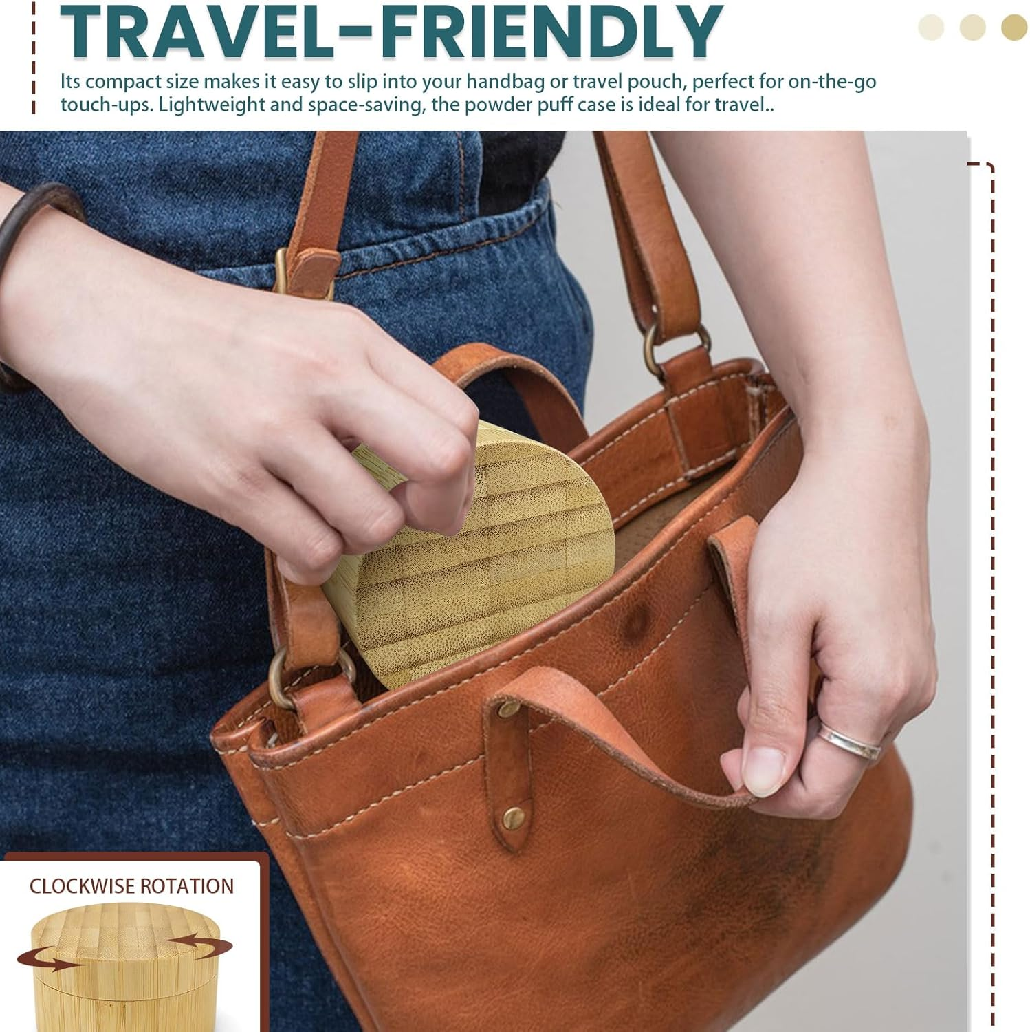 Sekonow 2 Pack Bamboo Loose Powder Container with Puff, 30Ml/1Oz Empty Dusting Powder Container Body Face Makeup Jar Case with Sifter and Screw Lid for Daily & Travel