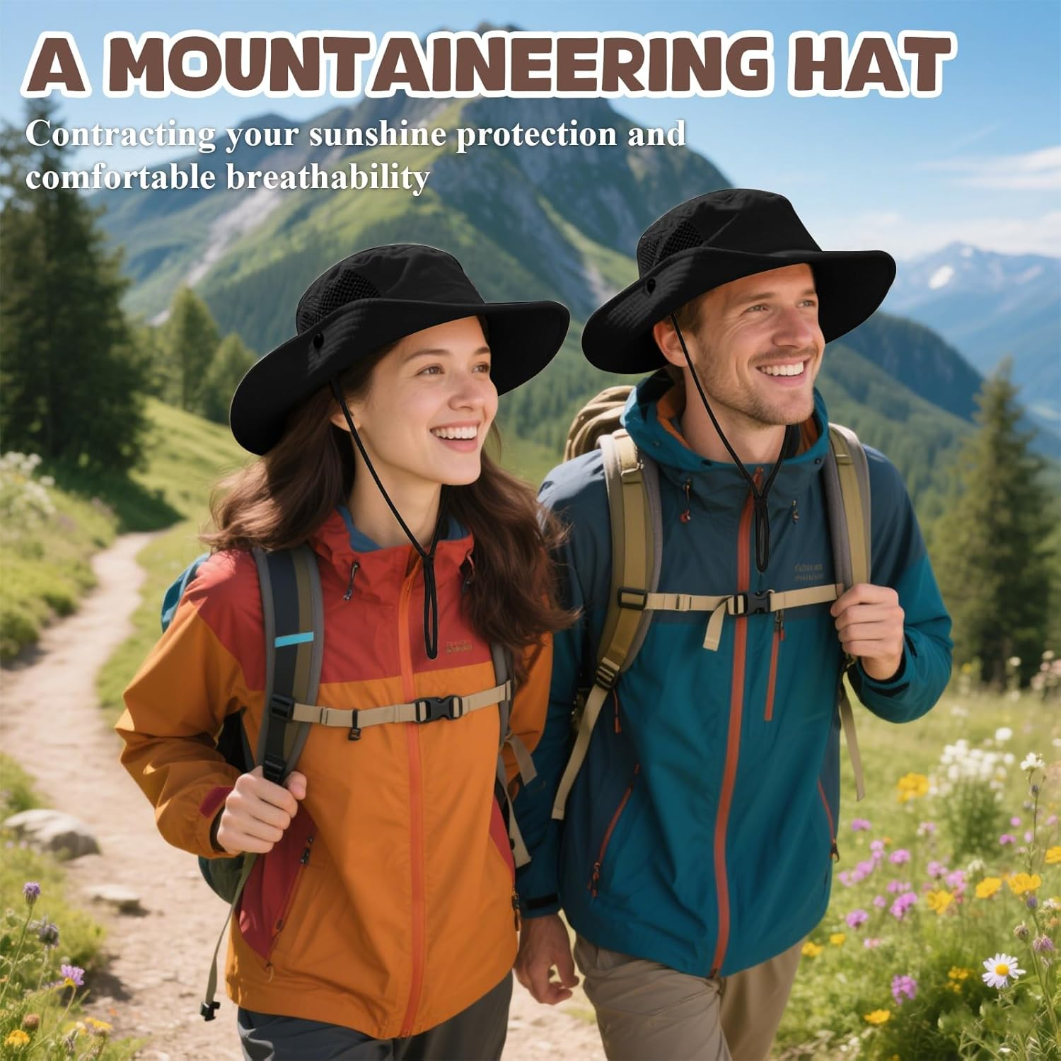 Qorvix UV Protection Wide Brim Sun Hat for Women Men, Adjustable Mesh Safari Hat with Breathable Design, Packable Lightweight for Beach Fishing Hiking and Outdoor Activities image number 6