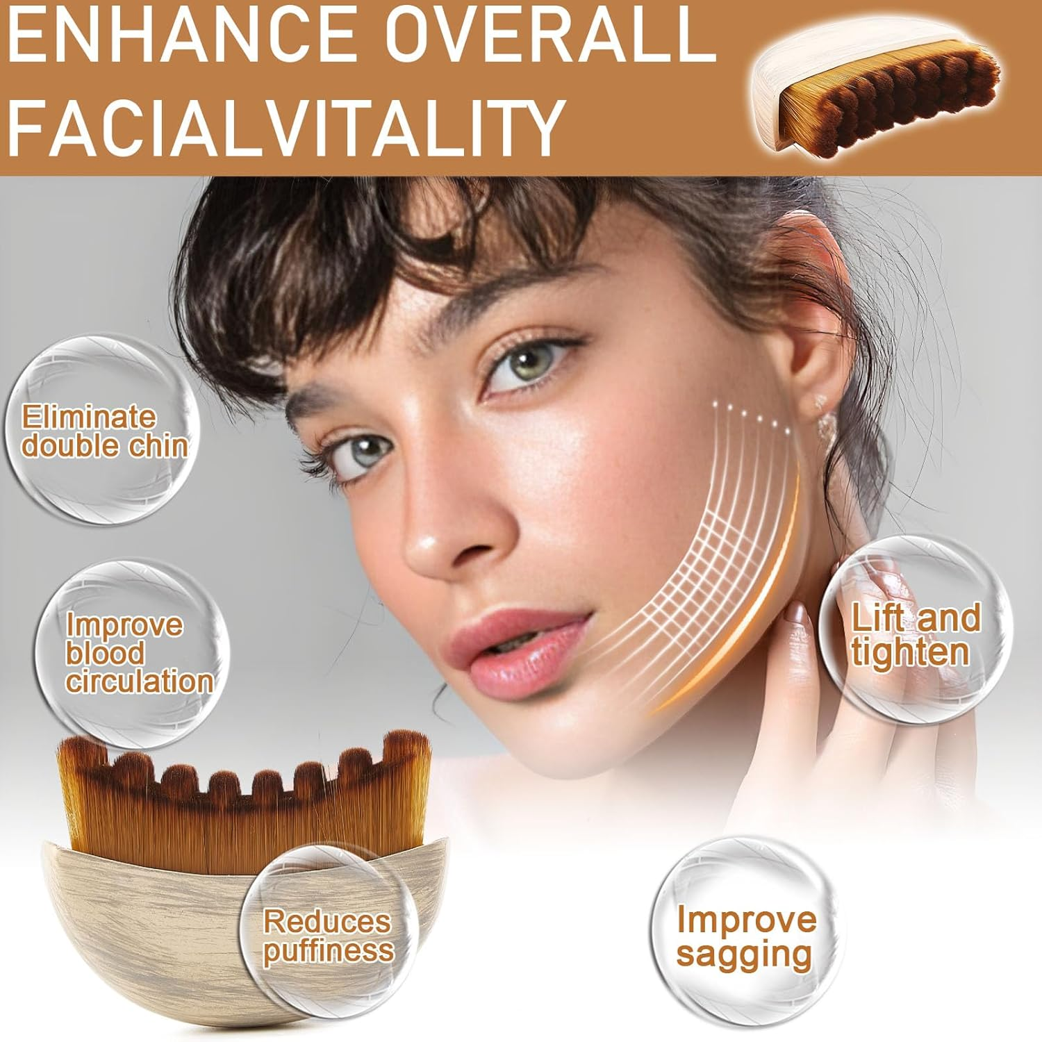 Lymphatic Contour Face Brush,Dry Brushing Face Brush,Lymphatic Drainage Massager for Face Chin & Jawline Sculpting and Relieve Fatigue