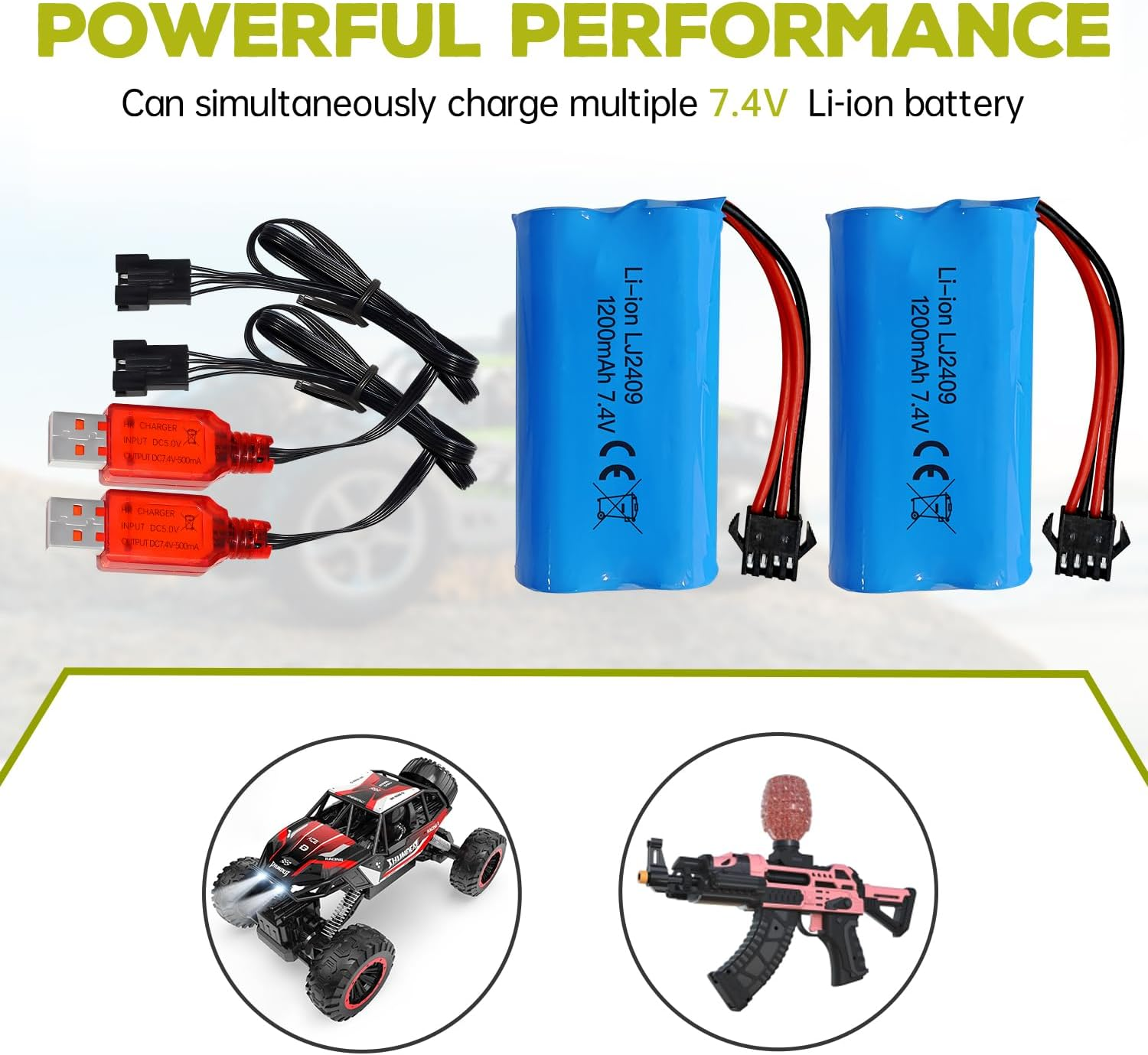 Fytoo 2PCS 7.4V 1200Mah SM-4P Plug Rechargeable Battery with USB Charging Cable for EC08 RC Car Model Off-Road Vehicle Climbing Drift Racing Remote Control Boat Battery image number 5