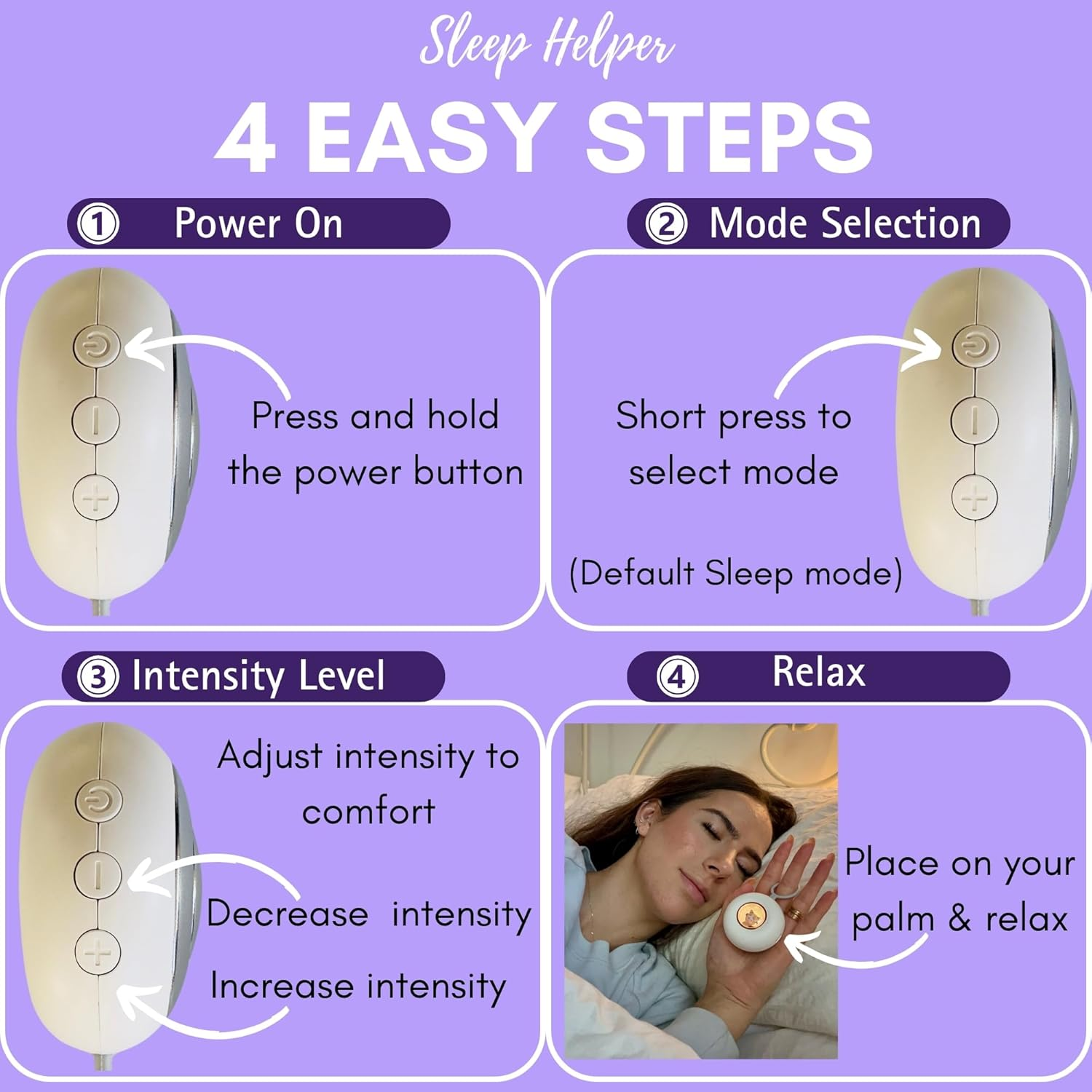 Handheld Sleep Aid Device | Jet Lag, Insomnia, Stress, & Anxiety Relief | Improve Sleep Quality, Mood, & Calm Carry | Promotes Natural Melatonin & GABA | ADHD Medication & Meditation Accessories | Gifts for Deep Sleep | Portable & USB Rechargeable (Sleepy Cat) image number 1