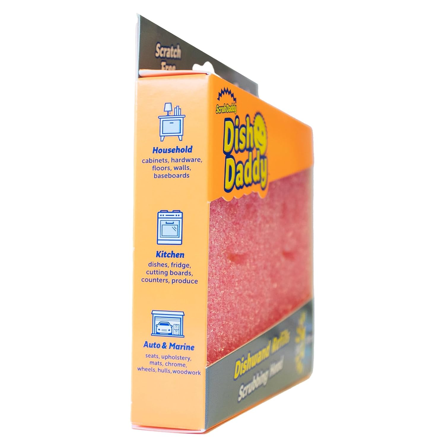 Scrub Daddy Dish Wand Sponge Replacement Heads, Soap Dispenser Scrub Brush, Texture Changing Dish Brush with Liquid Dispenser, Brushes with Scraper and Removable Head Sponges, 2 Pack Pink image number 4