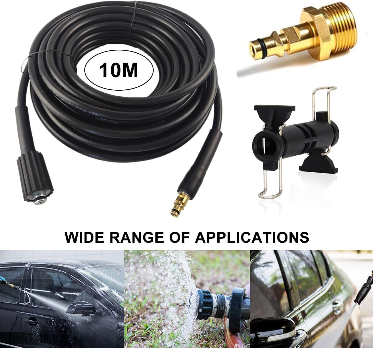 Pressure Washer Hose, High Pressure Extension Hose Pipe Compatible with Karcher K Series K2, K3, K4, K5, K7, High Pressure Washer Replacement Hose, 10M image number 3