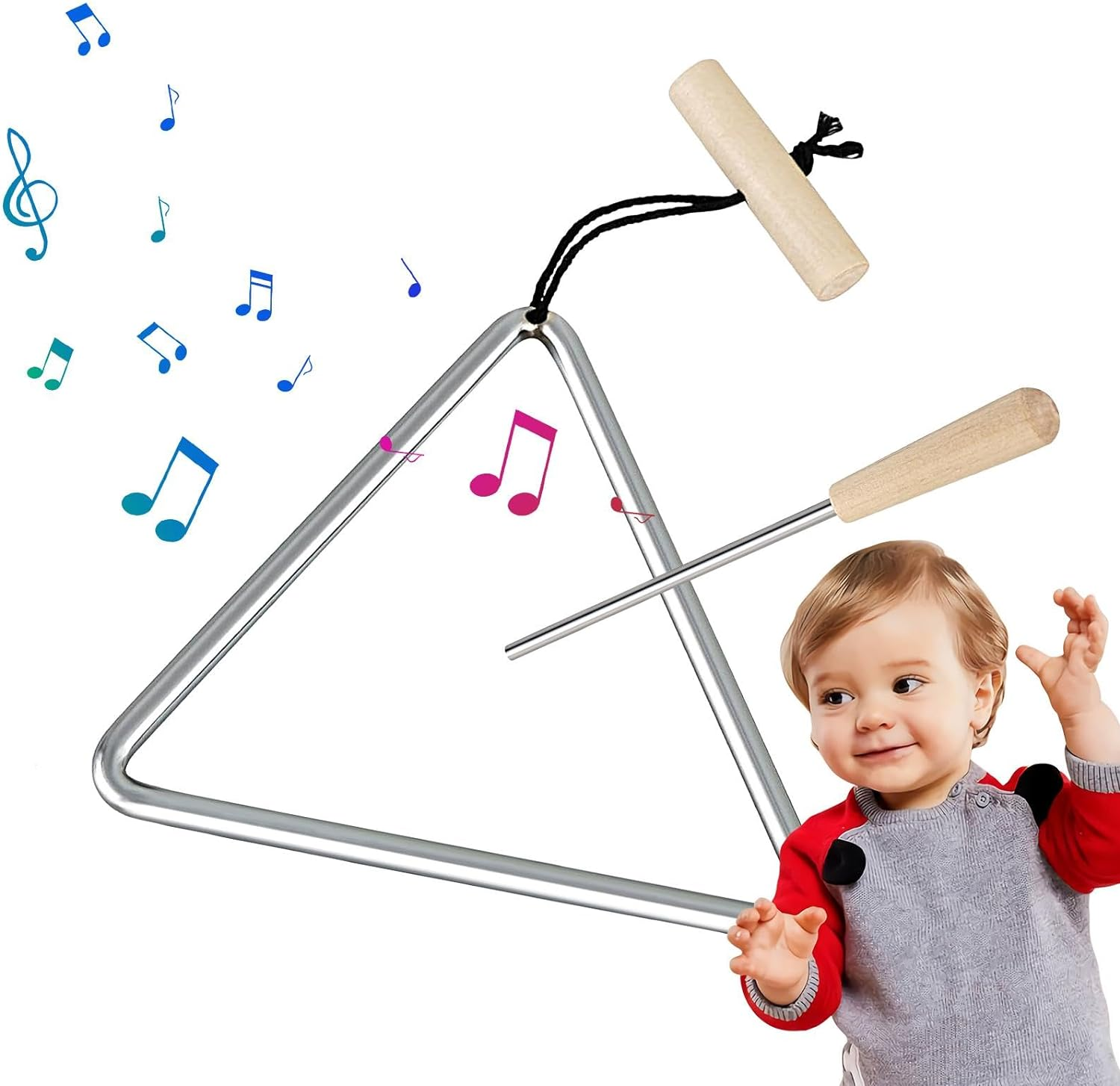 Steel Triangle Instrument - Hand Percussion Triangle | Portable Hand Percussion Triangle Instrument for Morning Parent-Child Education