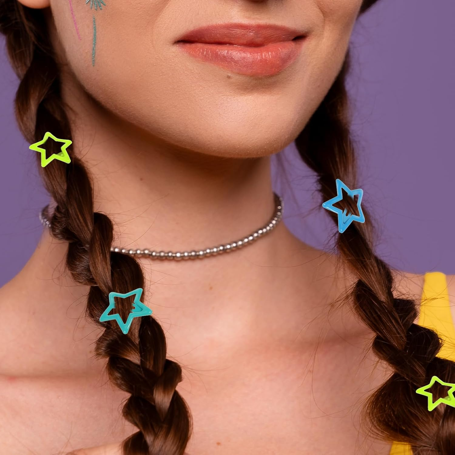 Colorful Luminous Star Hair Clips for Girls Glow in the Dark Star Barrettes Star Hair Accessories Cute Hairpins Snap Hair Barrettes Kawaii Hair Clips for Women Girls image number 1