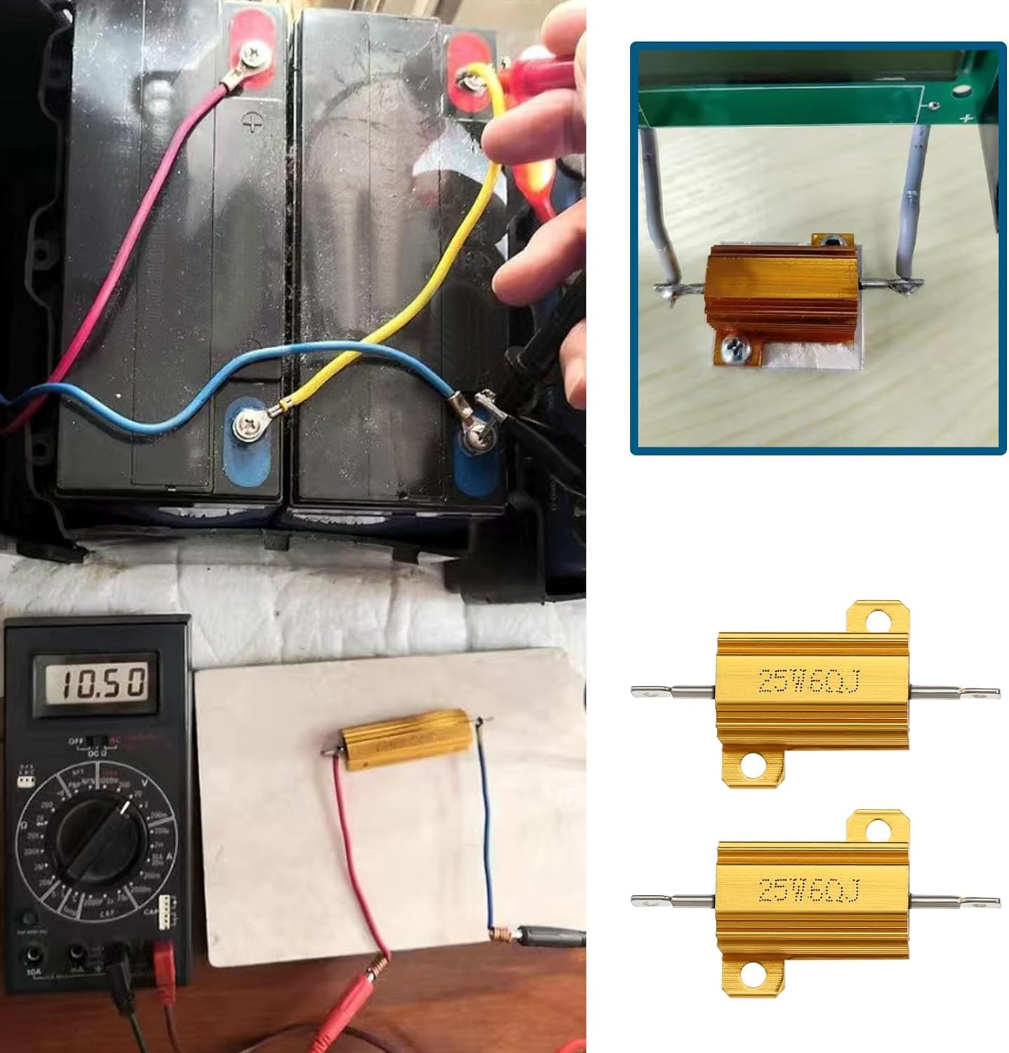 Emsea 10PCS Power Resistor Aluminum Shell Resistors 25W 6 Ohm/8 Ohm 50W 25 Ohm 100W 3 Ohm/ 8 Ohm Aluminum Housed Wire Wound Resistor for Electronic Equipment image number 2