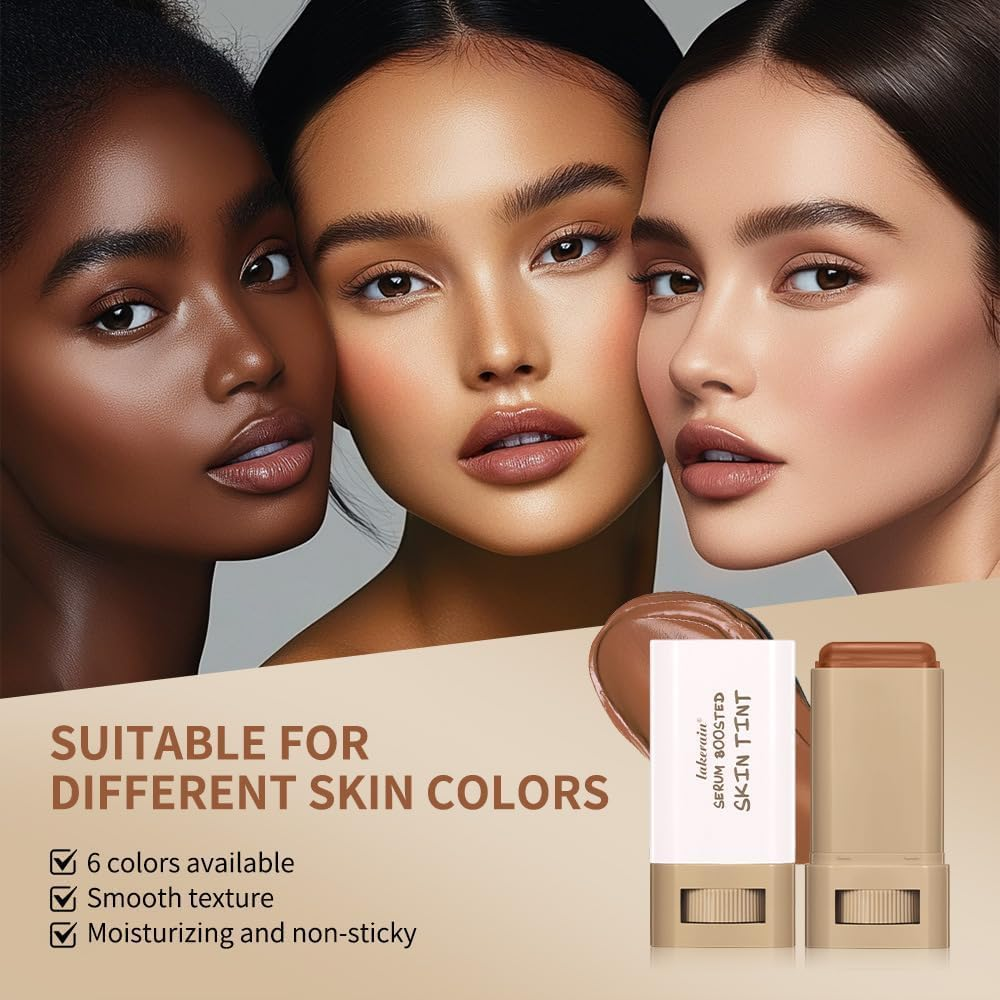 Foundation Stick Beauty Balm Serum Boosted Skin Tint, Serum Boosted Skin Tint Balm, Solid Tinted Moisturizing Serum Contour Stick,Longwear Contour Stick for Dewy, Natural Finish(#03)