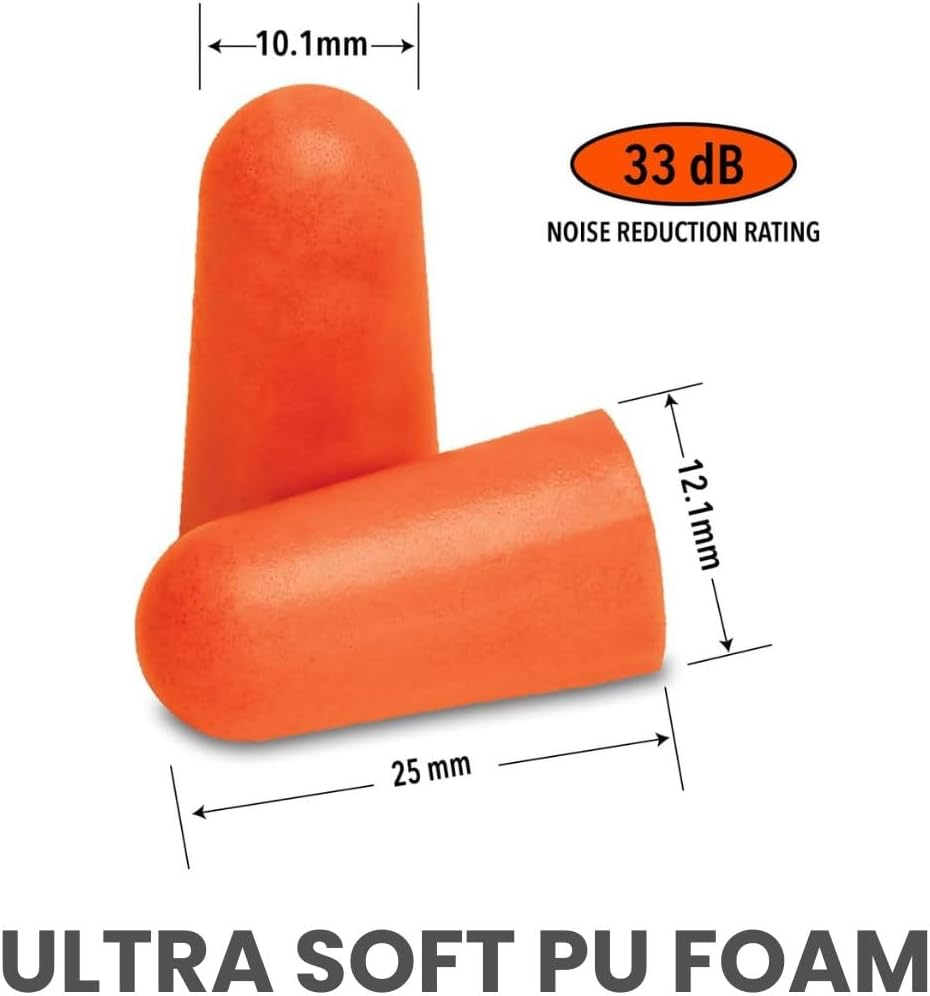 Shield Right 200 Pairs Ear Plugs, Uncorded, Individually Packaged, for Sleeping Hearing Protection Travel, Study, Concentration, Construction Site (Orange, One Size) - Orange image number 2
