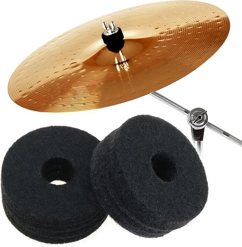16PCS Cymbal Felt Washers, 3.5Cm Non Slip Felt Pads Cymbal Replacement Accessories for Drum Set Drum Cymbal Felt Pad-Black