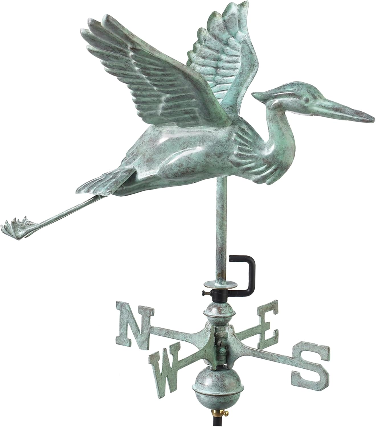 Good Directions Blue Heron Garden Weathervane, Includes Garden Pole, Blue Verde Copper, Patina