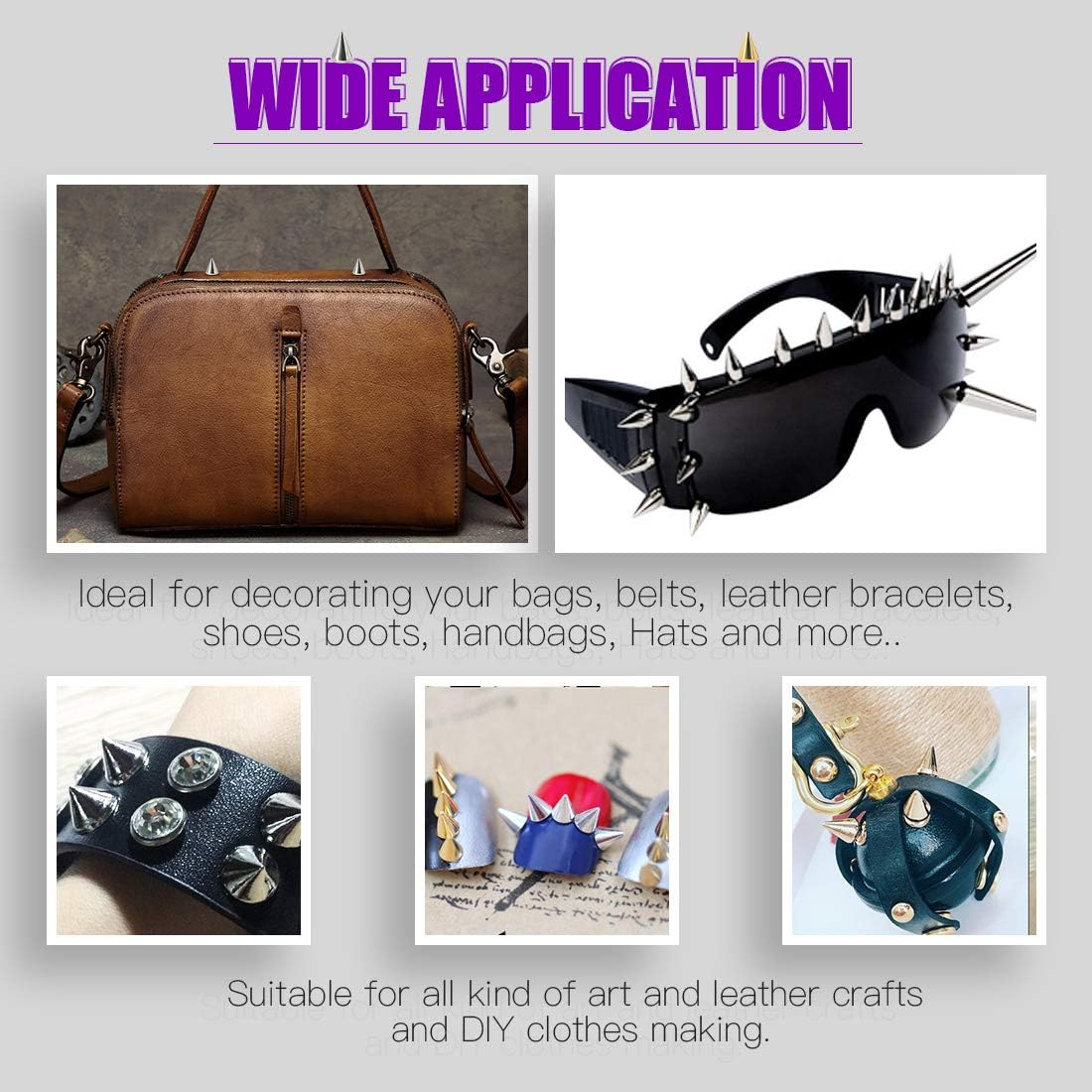 Swpeet 160 Pairs 4 Colors 7Mm X 9.5Mm Bullet Cone Spikes and Studs Metal Screw Back for DIY Leather Craft Cool Rivets Punk Stud Coincal Layer image number 6