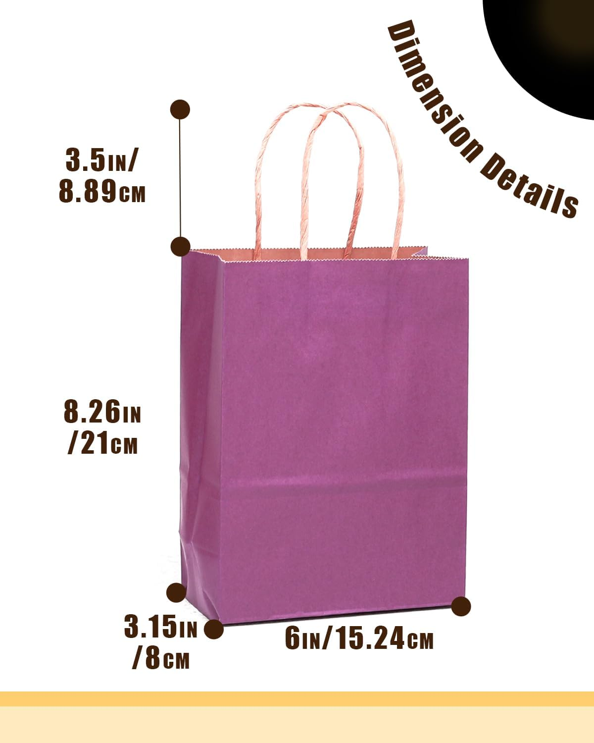Gcardist 32 Kraft Bags 21X15X8Cm with Handles Small Gift Party Bags Purple Shopping Treat Bags Multiple Uses（8.3X6X3.2Inch Small Size） image number 4
