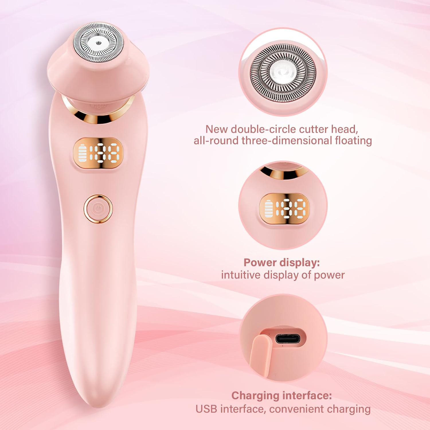 Body Hair Trimmer Kit Silk Glide Epilator Razor Painless Hair Removal at Home 2 in 1 Electric Shaver Razors for Women, for Sensitive Skin, Wet & Dry Cordless USB Charge image number 3