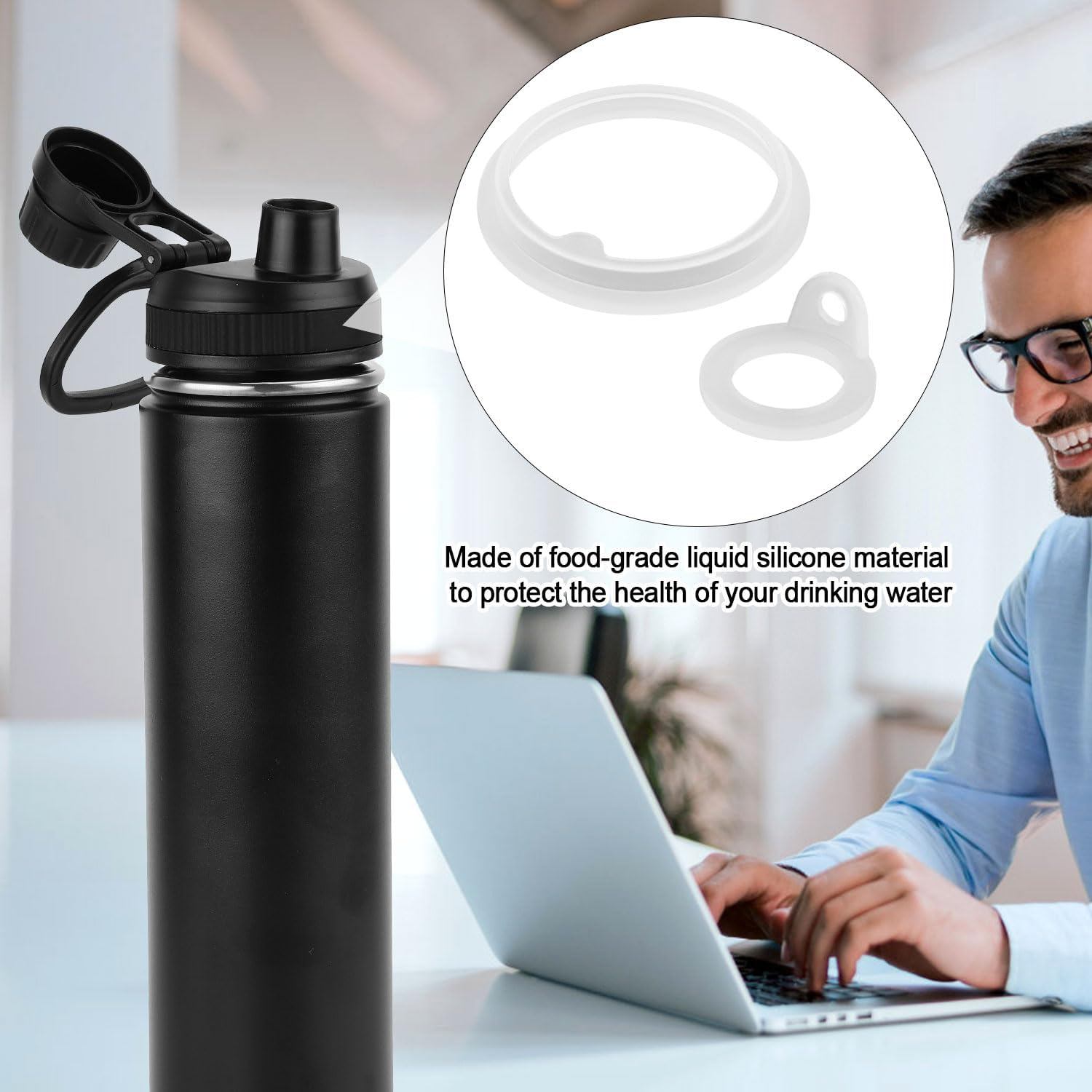 4Pcs Gasket Replacement for TAKEYA Actives, Silicone Sealing Ring Gaskets Seal Parts Leak-Proof Water Bottle Lid O Ring Replacement Compatible with TAKEYA Actives All OZ (Not for TAKEYA Originals) image number 4