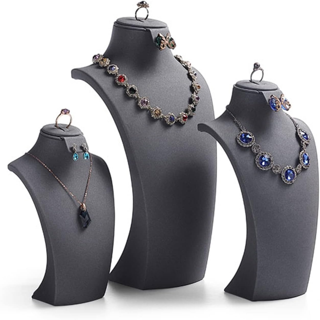 Jewelry Stand Jewelry Bust Display Necklace Bust Stand Holder Chain Storage Display Mannequin Bust Home Organisation Jewelry Organizer Girls Women Jewelry Holder Jewelry Display (Color : Gray, Size image number 5