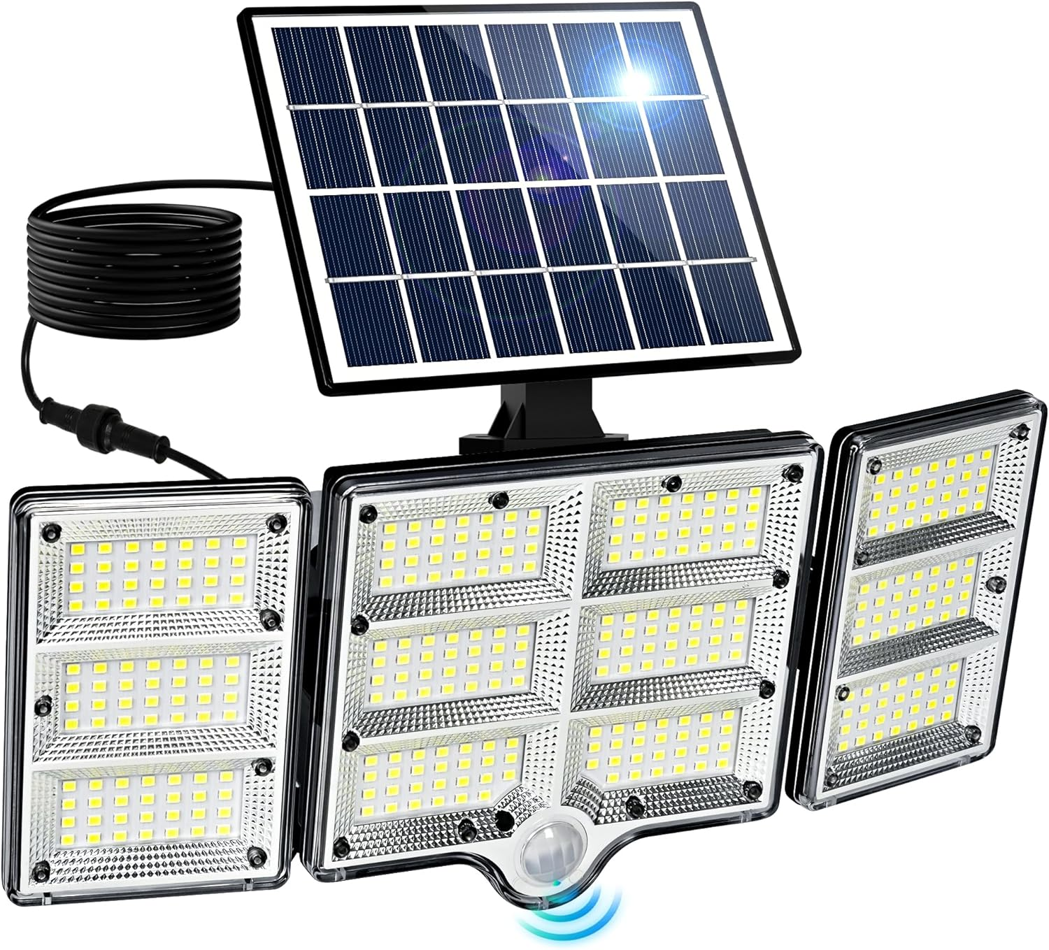 Solar Lights Outdoor, 334 LED 1800Lm Solar Motion Sensor Light, IP65 Waterproof outside Driveway Solar Lights for Garden Wall Porch Patio Yard Garage Fence-1 Pack Black image number 4