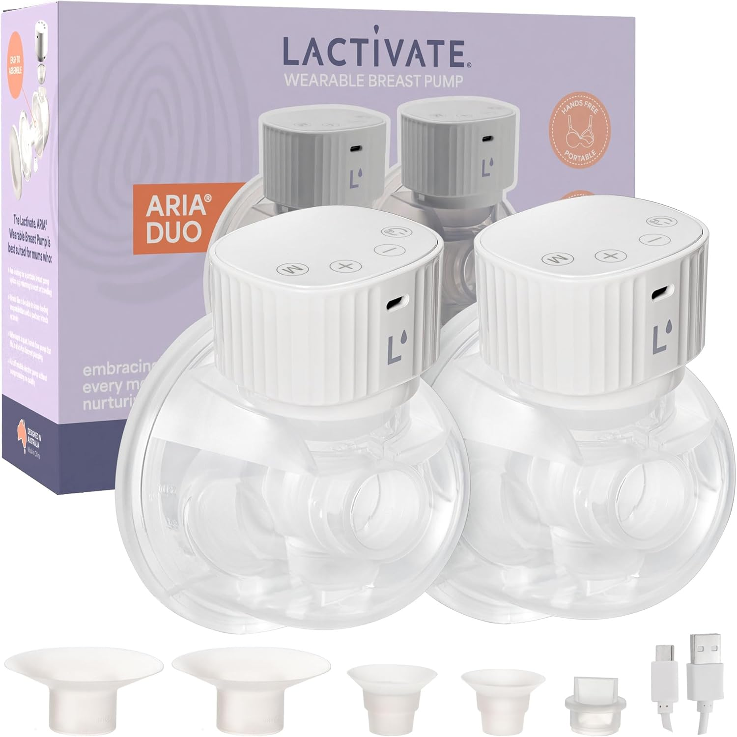Lactivate ARIA Wearable Breast Pump - Quiet, Portable, USB-C Rechargeable, Hands-Free Electric Pump with Hospital-Grade Suction, 3 Modes & 9 Suction Levels for Efficient Breastfeeding image number 4