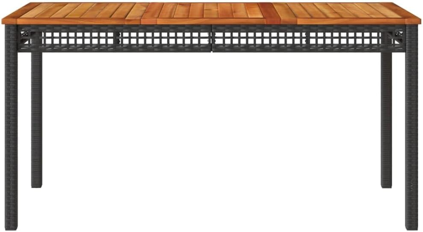 Vidaxl Patio/Garden Table - Black Rattan/Acacia Wood - Versatile Patio/Dining Use - Stable Steel Frame - 140X80X75 Cm image number 6