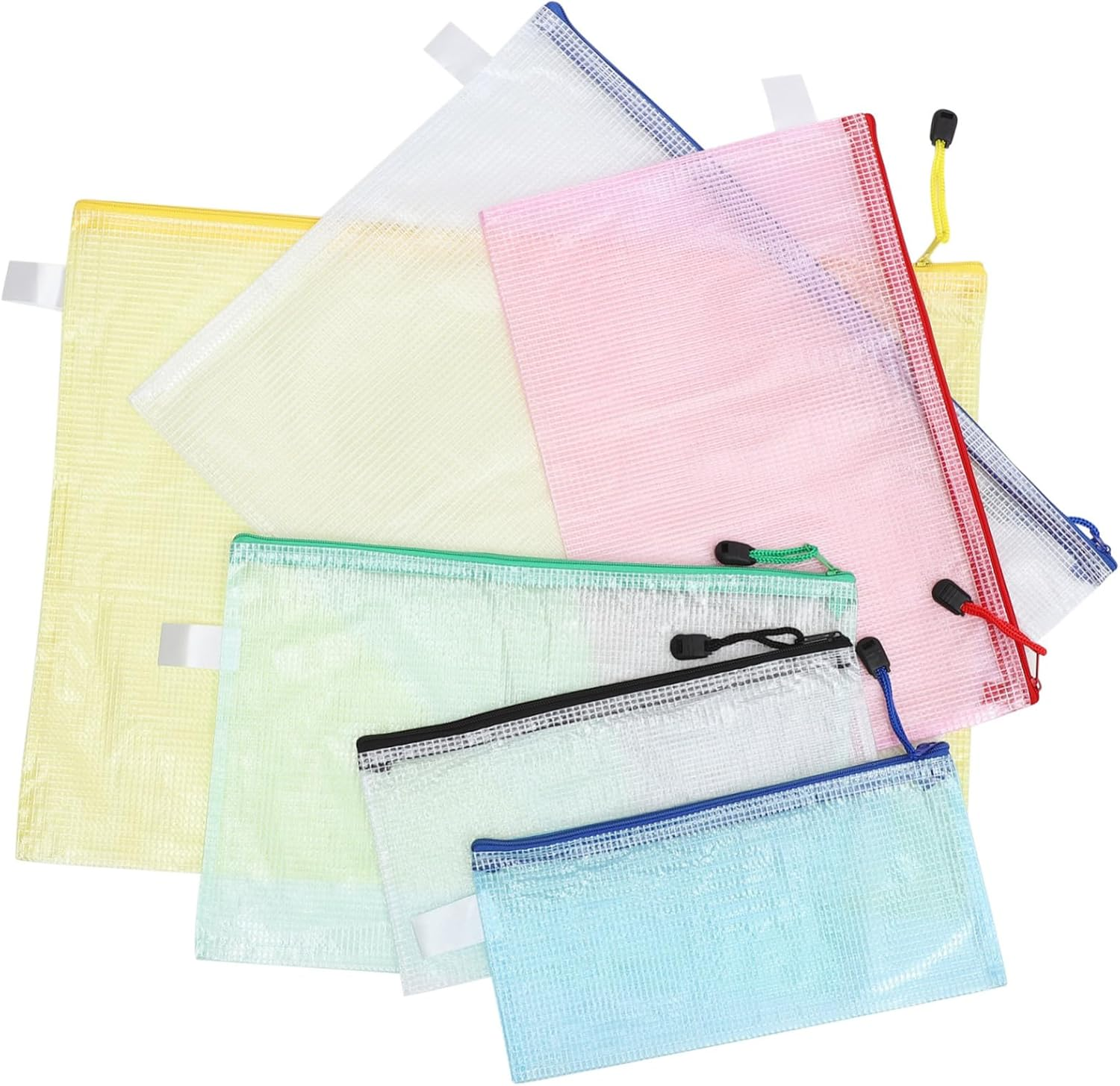 HONMEET 20Pcs Zipper File Pouch Waterproof Document Storage Bag for Office School Use Visible Design PVC Zipper Pouches Educational Supplies image number 2