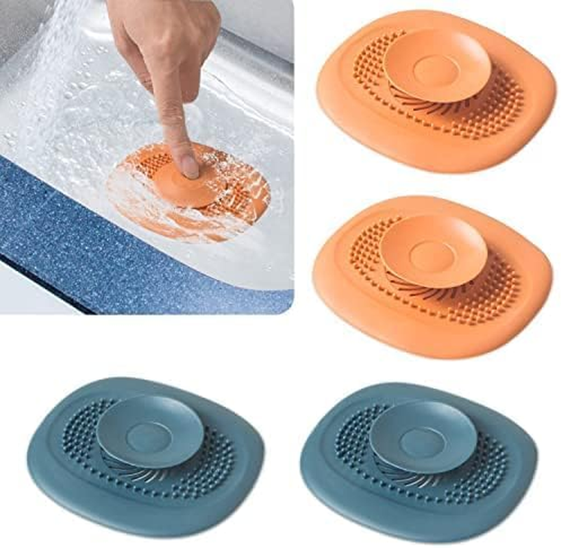4 Pack Silicone Bath and Sink Strainers,Universal Hair Catcher Shower Drain Cover, Kitchen Sink Plugs Hair Catcher image number 5