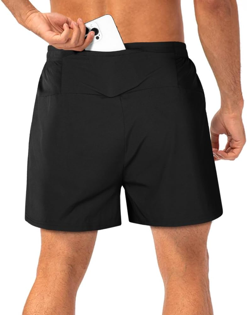 Diuli Men'S Sports Shorts, Men'S Sports Shorts, Quick Sports Shorts with Zip Pockets, Running Trousers for Fitness, Outdoor, Gym, Basketball, Black-L, Large